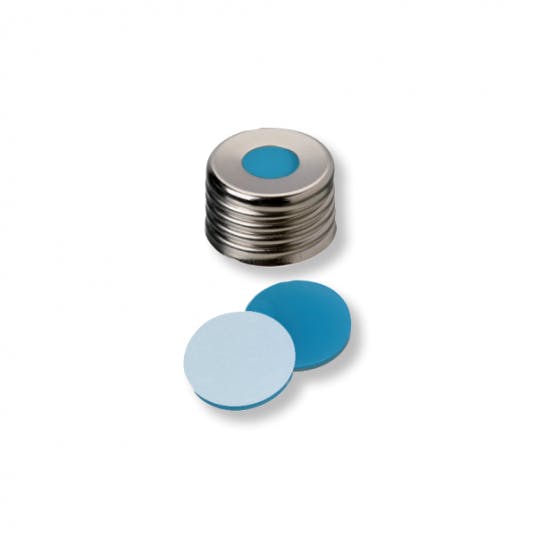 Screw Cap, magnetic, 18mm, Silicone blue transparent/PTFE white, 100/pk