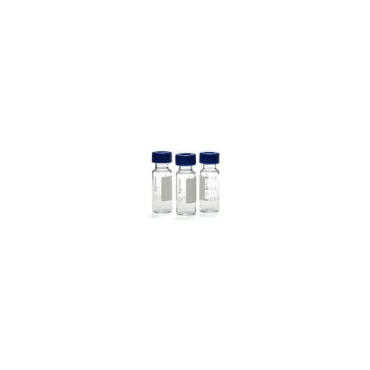 Kit with 2mL Clear Write-on Spot 9mm Screw Vials and Cap with PTFE/Red Rubber Septa, Pre-assembled, 100pk