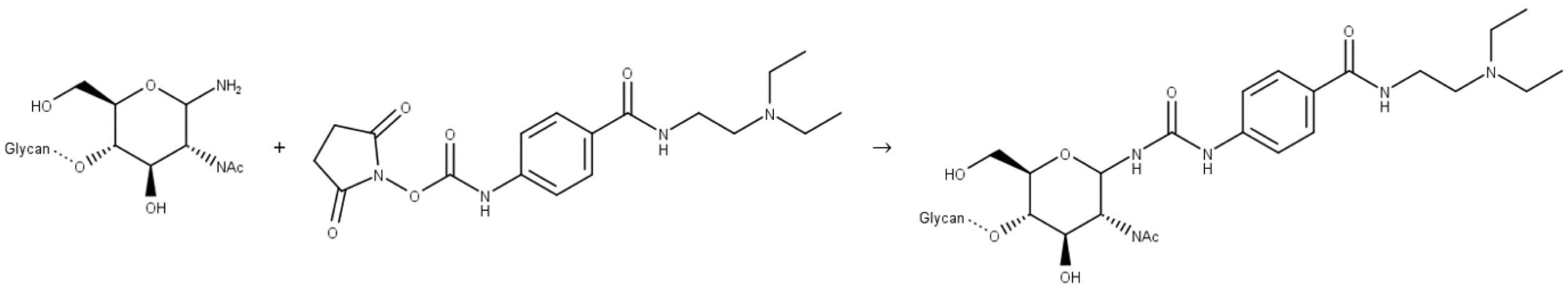 Reaction of a release N-glycan with InstantPC.